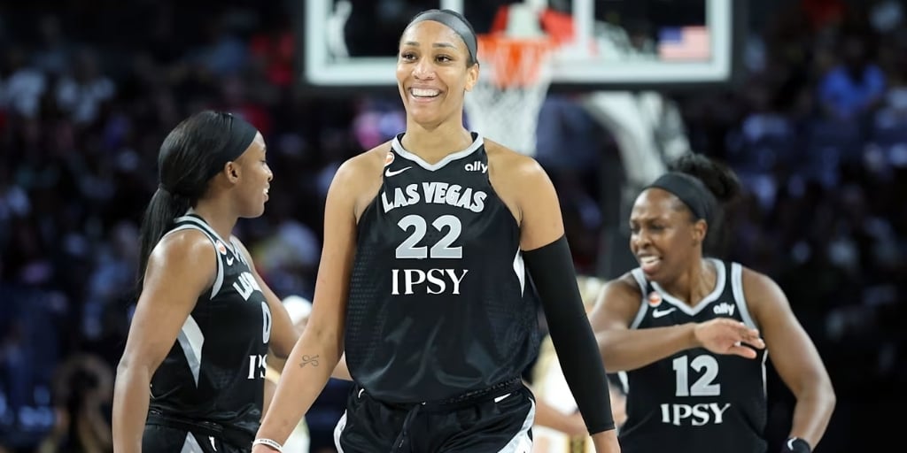 A'ja Wilson and other members of the Las Vegas Aces