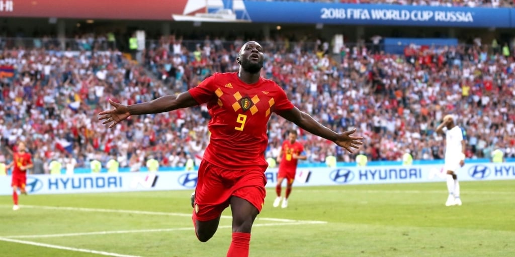 Lukaku celebrating a goal for Belgium