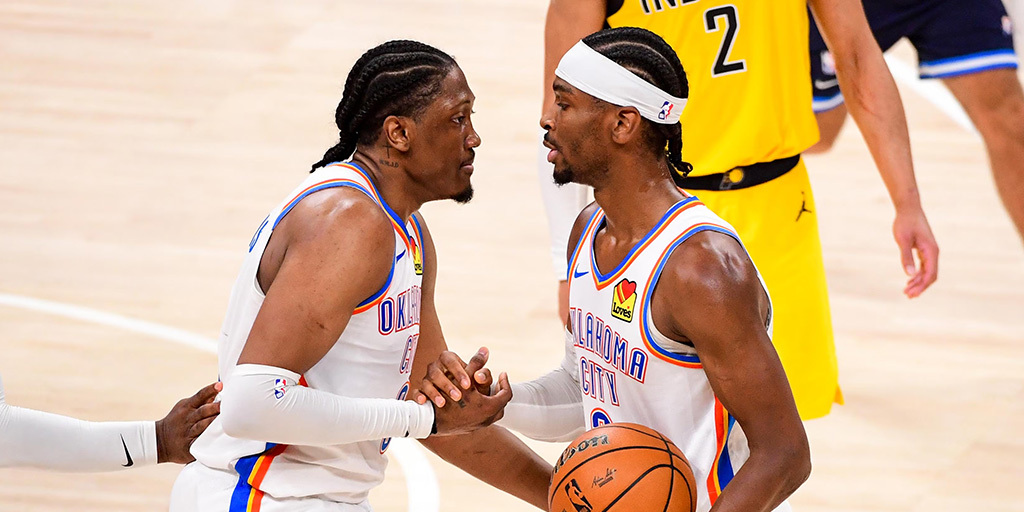 J Dub and Shai Gilgeous-Alexander of the Oklahoma City Thunder