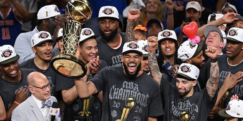Knicks celebrate their 2026 title win