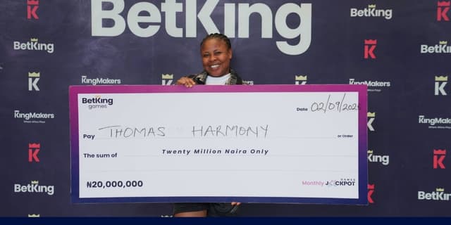 Harmony Thomas; BetKing's Casino Games Jackpot winner for August