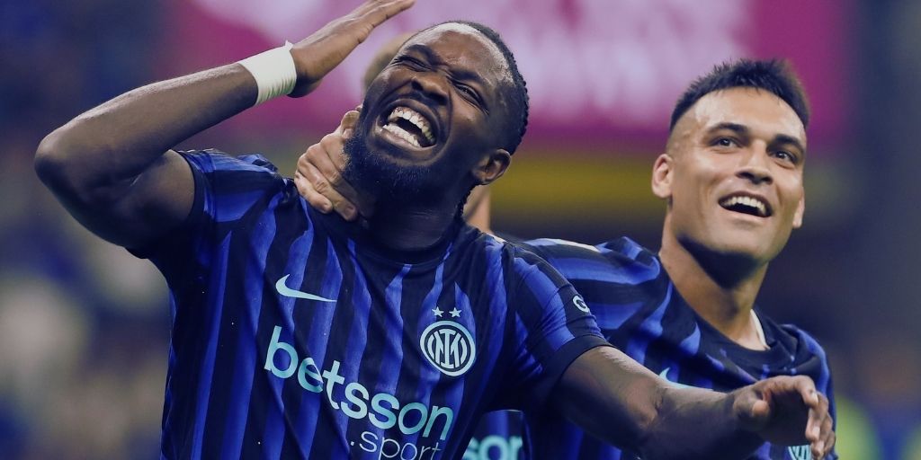 Thuram and Martinez celebrating a goal