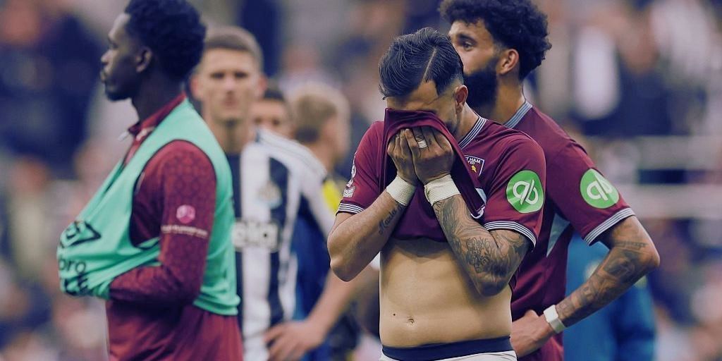 West Ham Players dejected after their relagation from the EPL