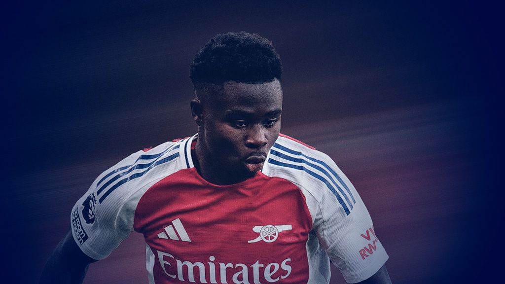 Bukayo Saka in Arsenal colours