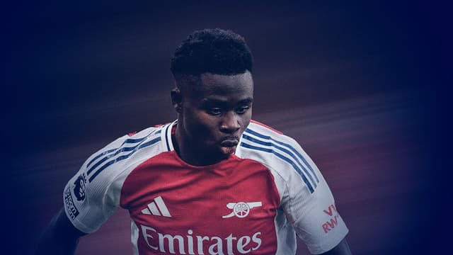 Bukayo Saka in Arsenal colours