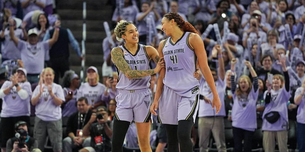 Gabby Williams of the Golden State Valkyries and a teammate