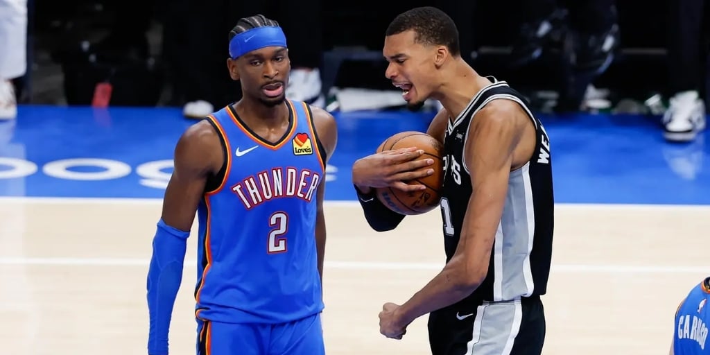 SGA of the Oklahoma City thunder vs Victor Wembanyama of the San Antonio Spurs
