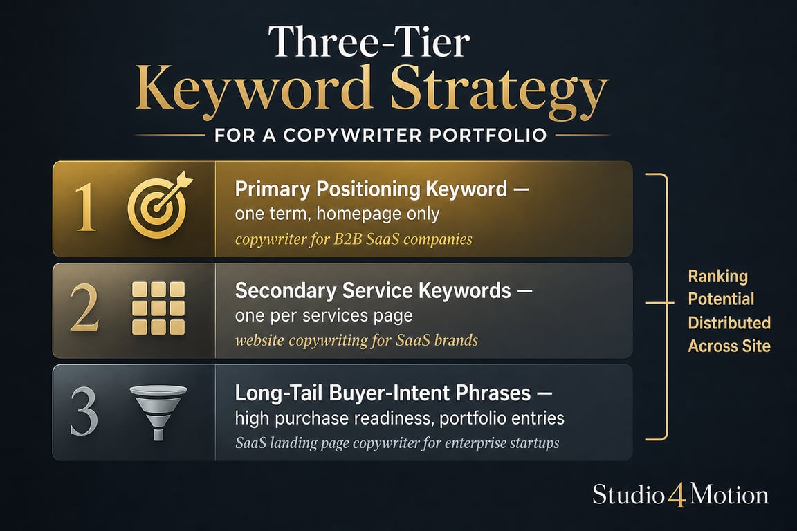 Three tier keyword strategy infographic — seo copywriter portfolio website