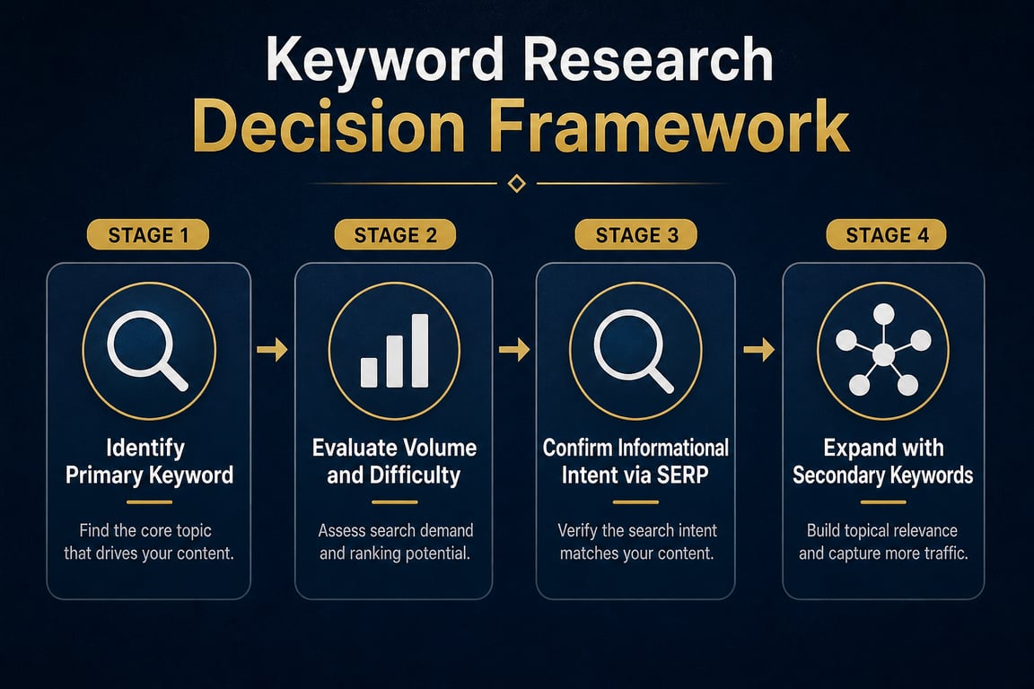 Infographic: Keyword research decision framework, how to write seo friendly blog post
