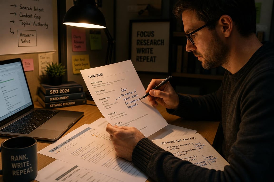 SEO brief for freelance copywriters without SEO team — article illustration