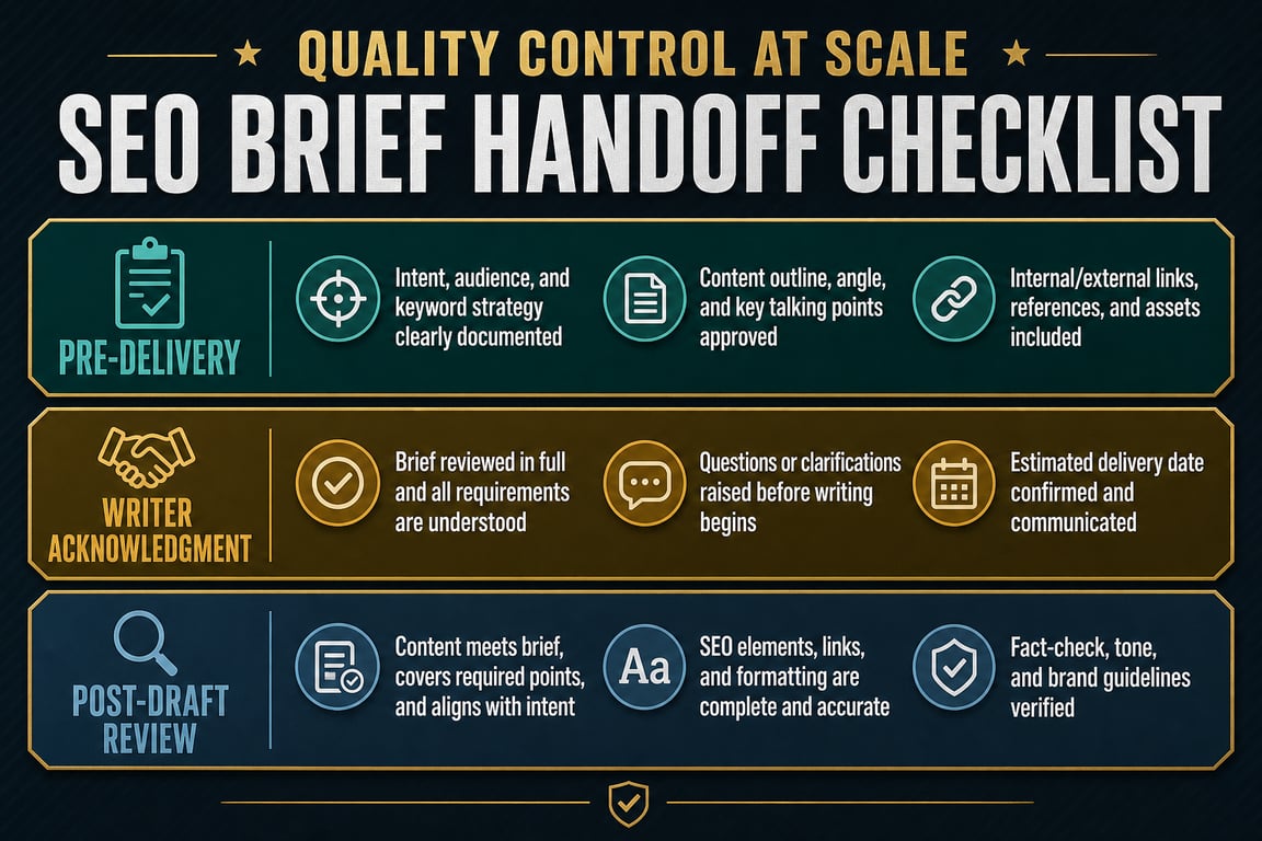 Infographic: SEO brief handoff checklist — seo brief