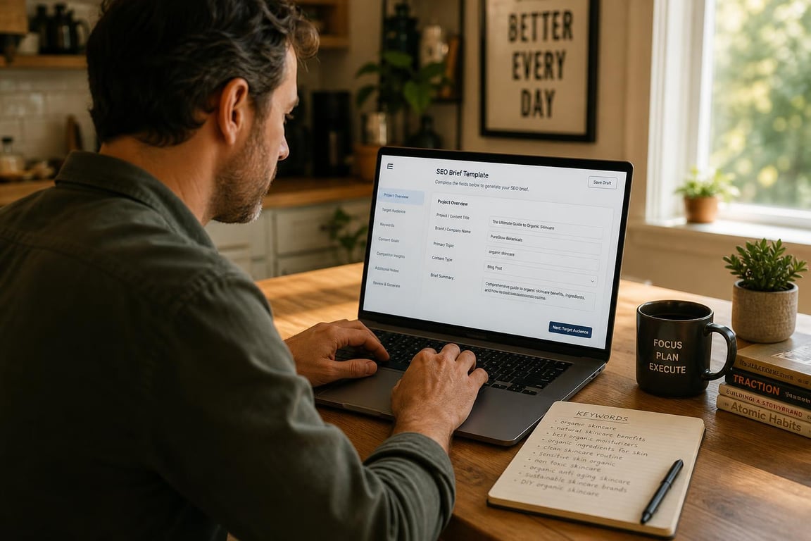 Business owner kitchen table SEO — seo brief template field by field guide
