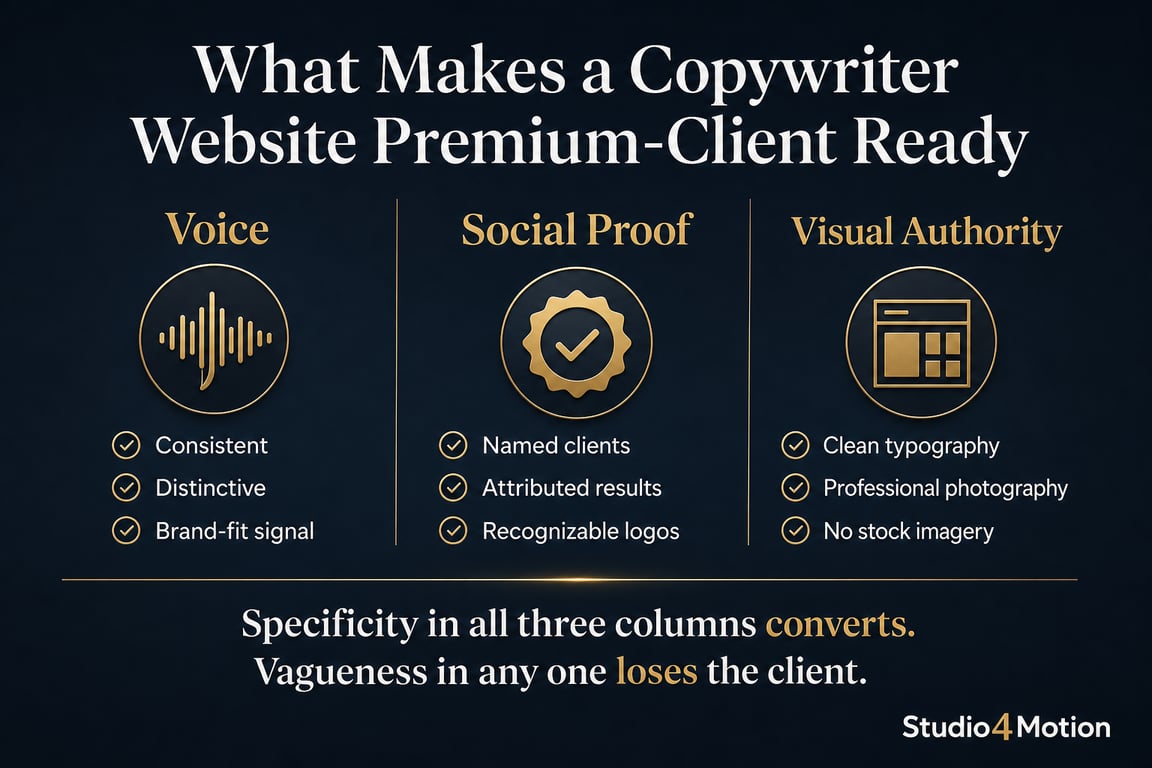 Copywriter website premium infographic — website for copywriters