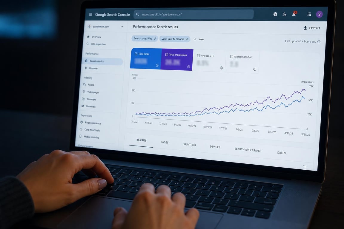 Google search console performance — seo copywriter portfolio website