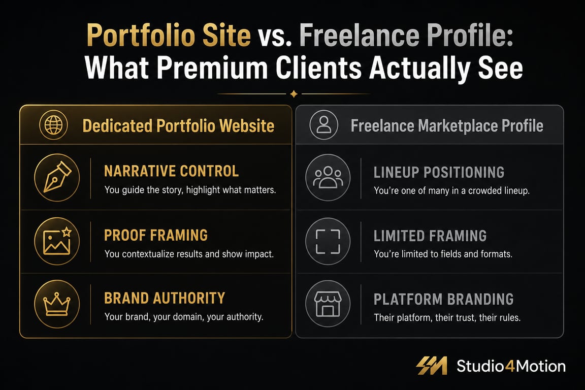 Infographic: Portfolio site vs freelance profile — website for copywriters