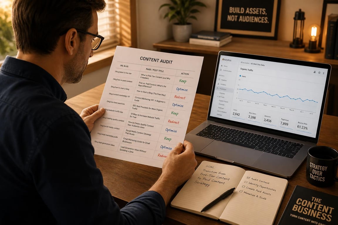 Business owner content audit, free low cost content creation services