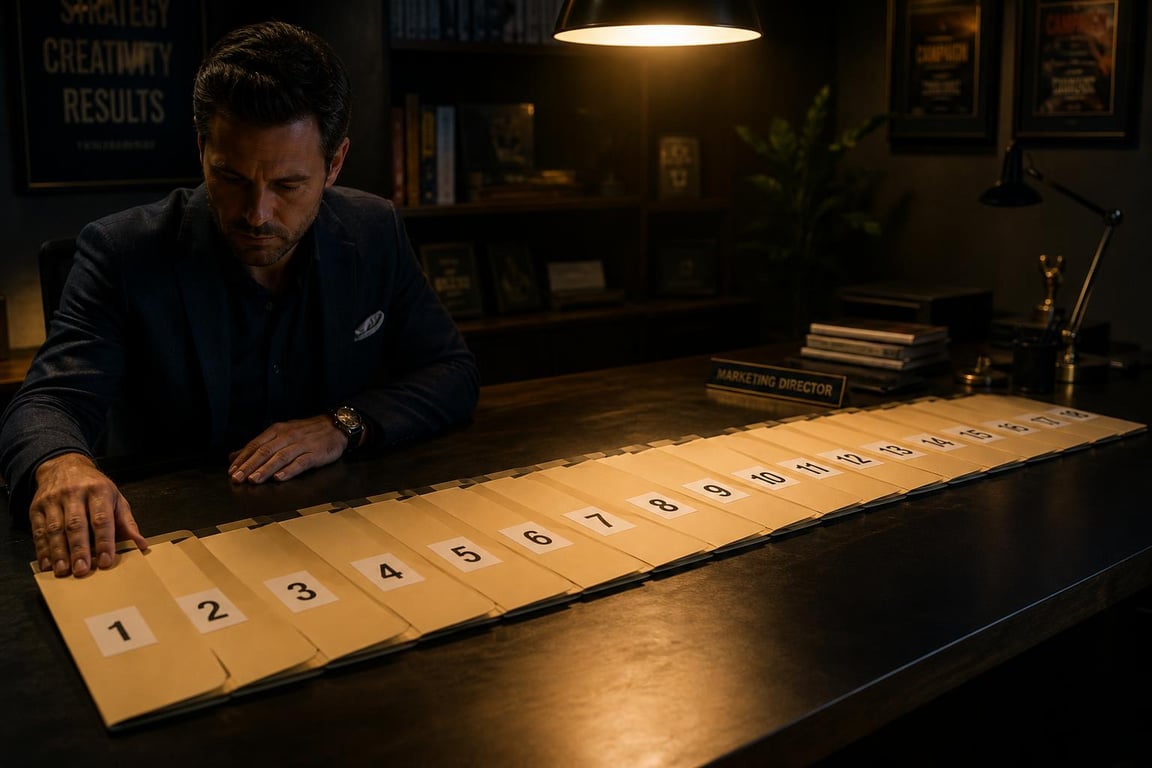 Ranked content creation services list of 18 vetted options arranged on a desk for review by a marketing director in 2026