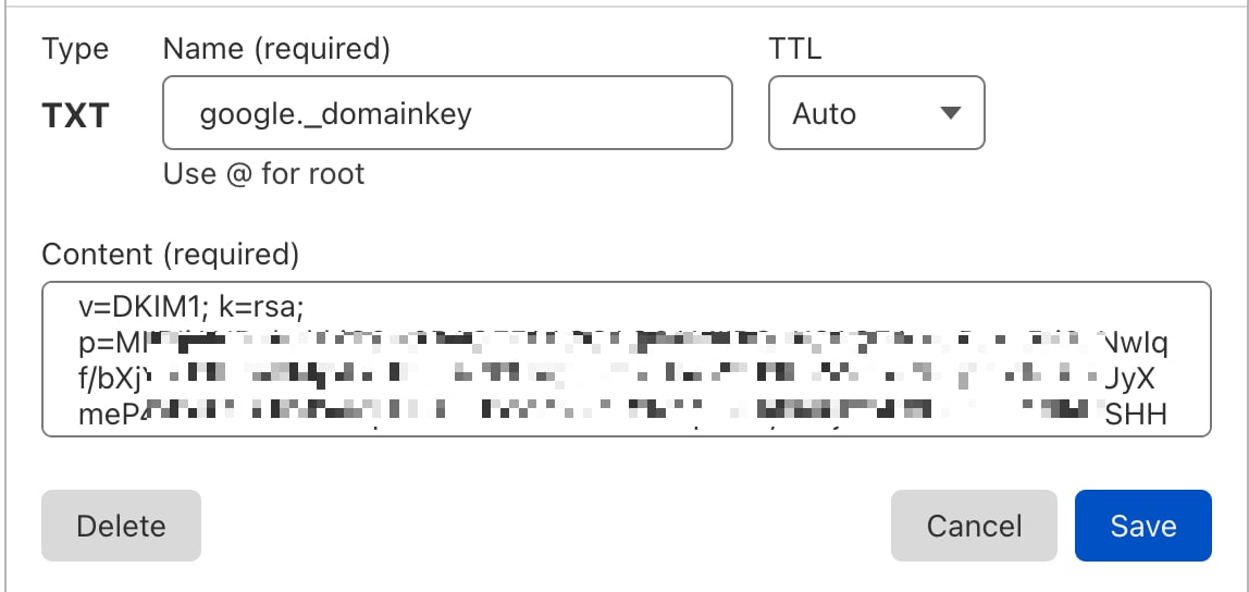 DKIM tietue esimerkki