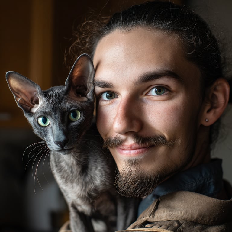 A close-up of a blue-eyed tabby cat wrapped in a warm knitted blanket and snuggled by its owner, highlighting the comfort and bond of proactive pet wellness at Gippsland Veterinary Hospital in Maffra.