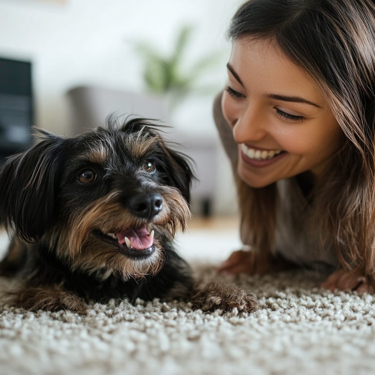 A merle-coated dog sprinting enthusiastically towards a yellow ball, representing peak physical health and the benefits of pet preventative care at Gippsland Veterinary Hospital in Maffra.