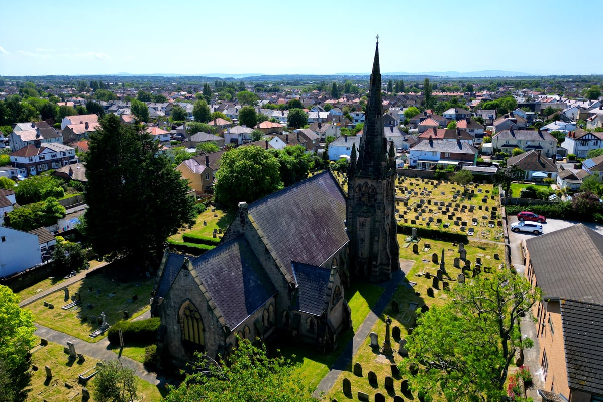 Photograph of Christ Church, Moreton, Upton Road, Moreton, Wirral, Merseyside, England. The British Gazette