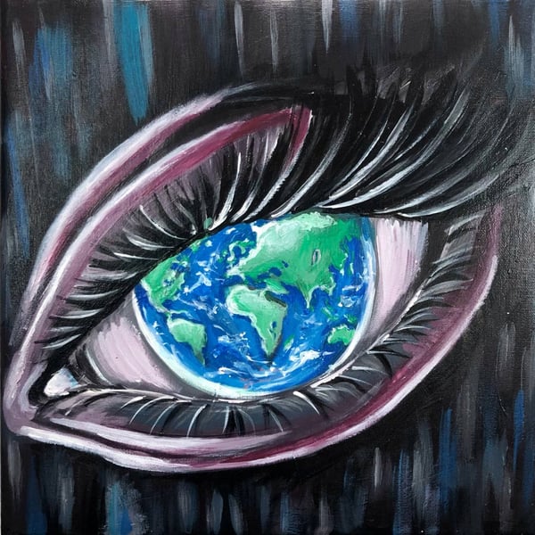 Göz içindek Dünya Orijinal Küçük Akrilik Tablo