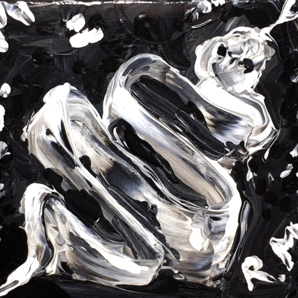 Küçük Kara Yılan Orijinal Küçük Akrilik Tablo