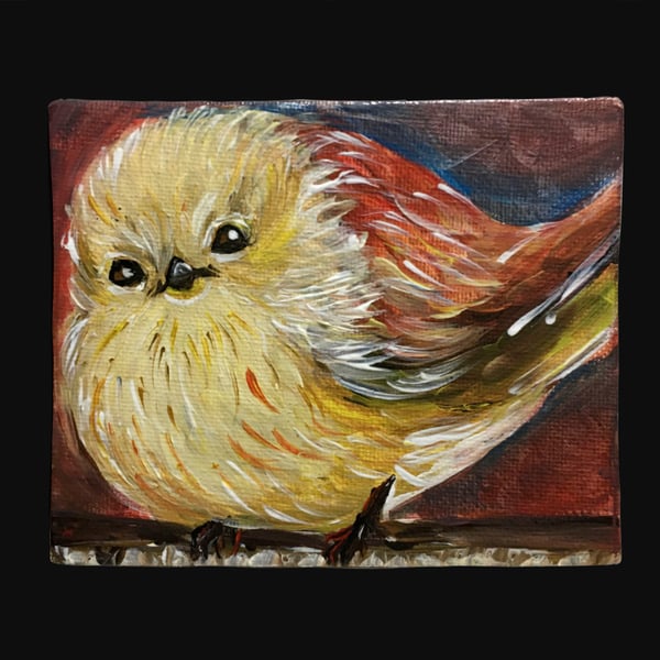 Sevimli Minik Kuş Orijinal Küçük Akrilik Tablo