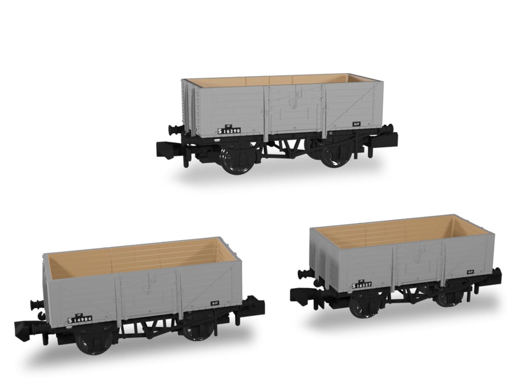 SECR Wagons Pack 3 – BR Livery 7 Planks (Dia.1355) SECR Wagons Pack 3 – BR Livery 7 Planks (Dia.1355)