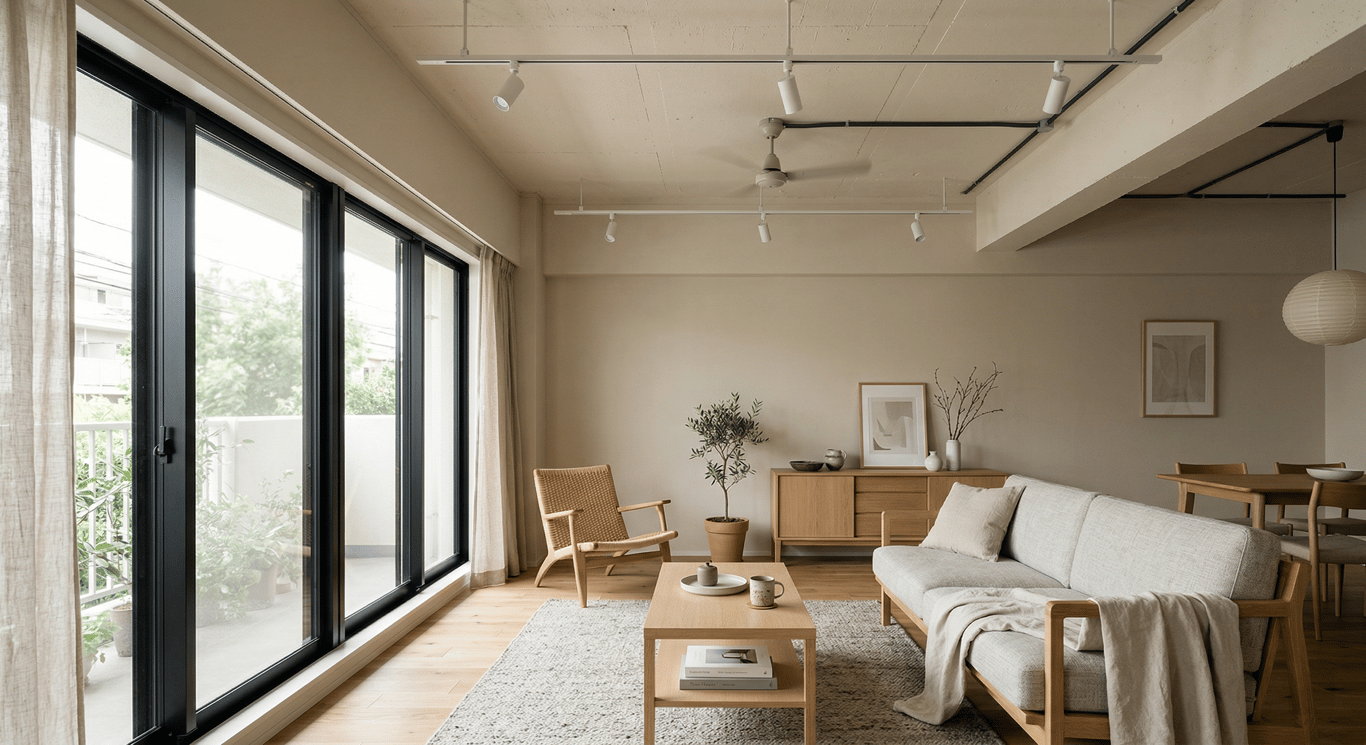 局部包樑搭配燈光配置的輕裝潢天花板設計