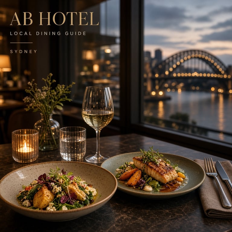 Seasonal plates on a warmly lit Sydney restaurant table