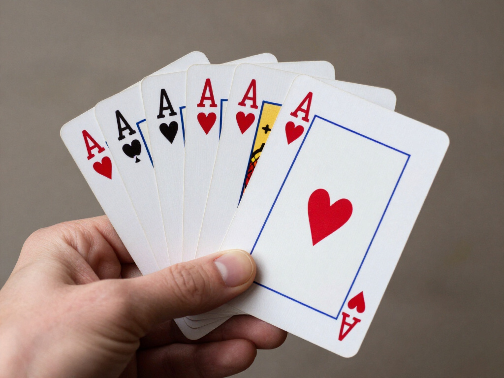 Sjoelkaarten met een hand van zeven kaarten