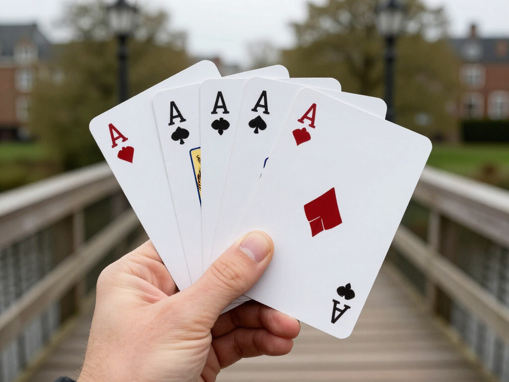 Bridge kaarten met een hand van vier kaarten