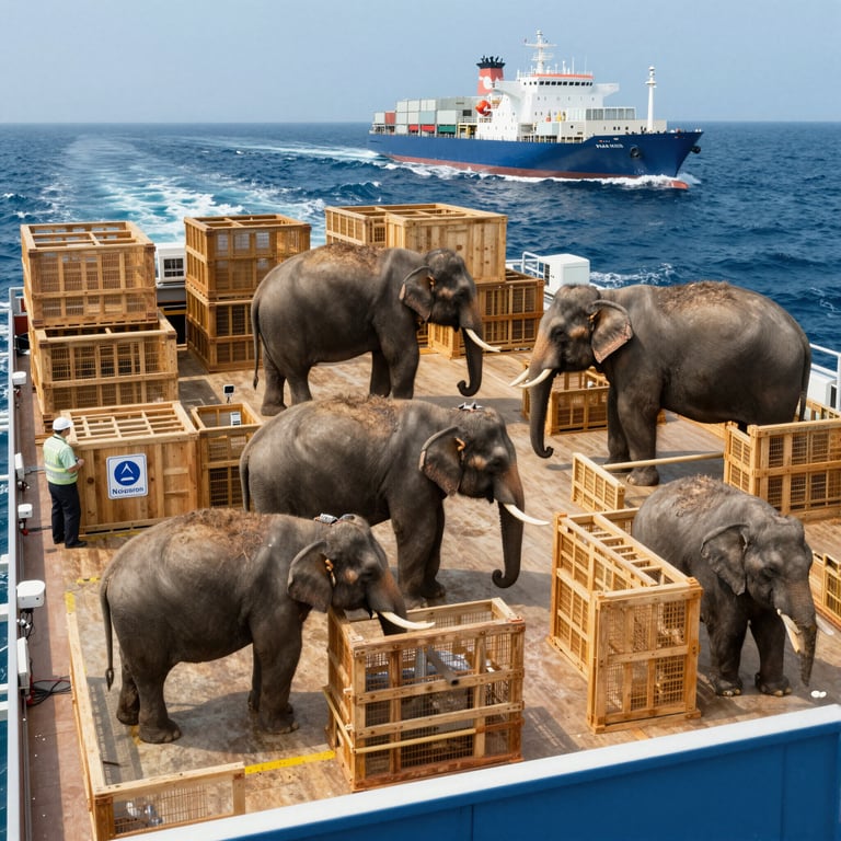 Assicurazioni Ufficiali sul Viaggio Sicuro di Tre Elefanti Verso il Giappone