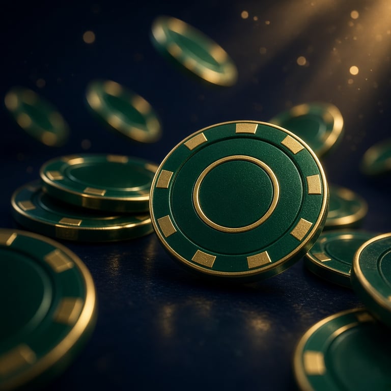 Abstrakta spelmarker i smaragdgrönt och guld