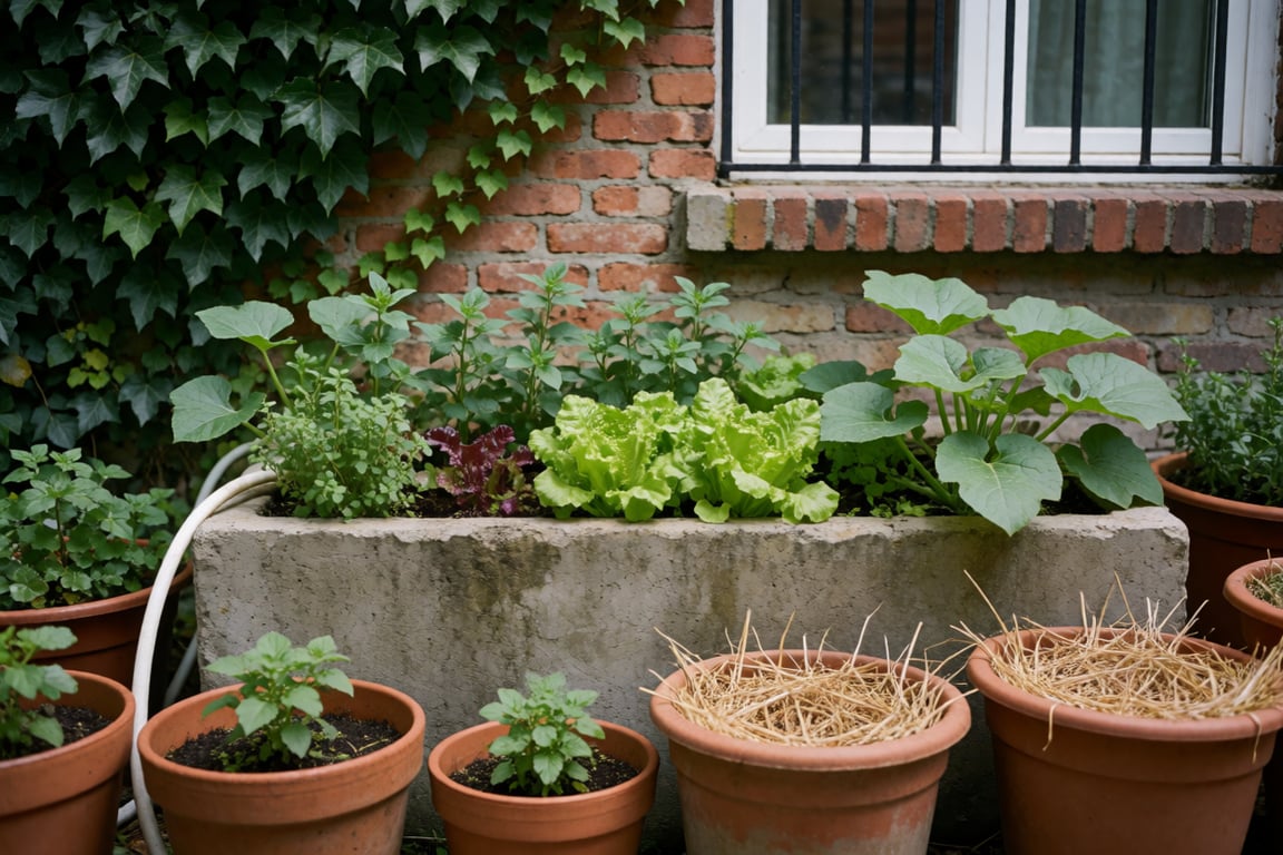 A carefully arranged Australian vegetable box with leafy greens, carrots, tomatoes, and seasonal produce on a warm kitchen bench