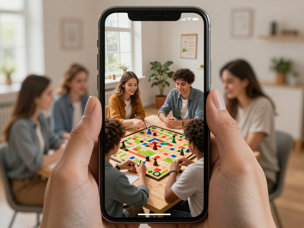 Afbeelding van een groep mensen die samen een boardgame spelen