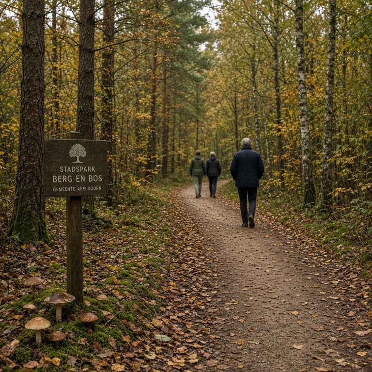 Bezoekers wandelen langs herfstbomen tijdens een evenement in Apeldoorn
