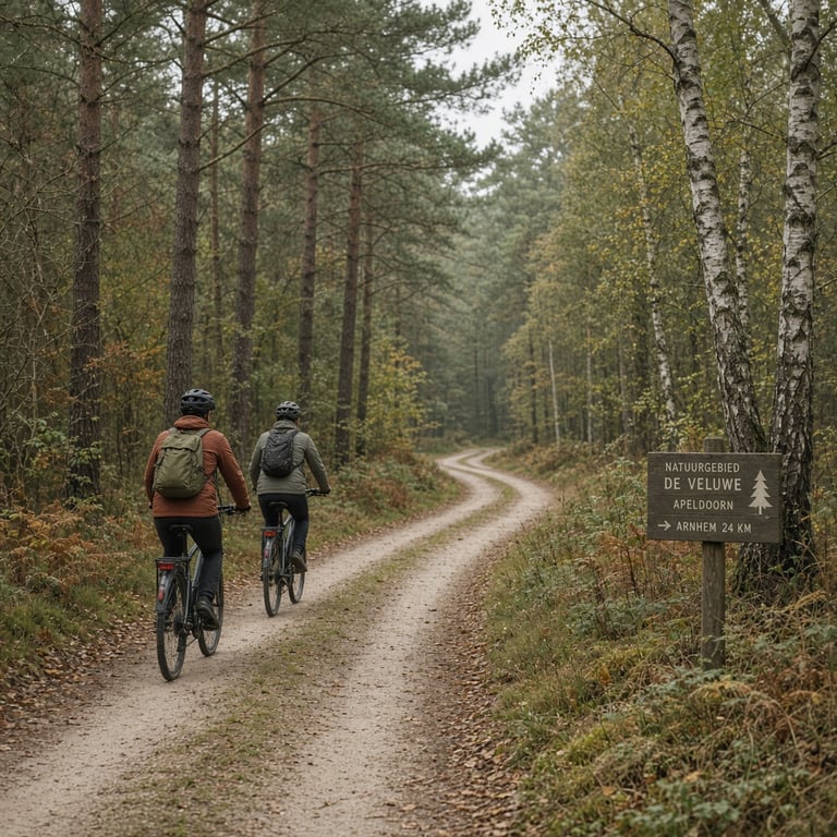 Fietsers op een bosroute bij Apeldoorn