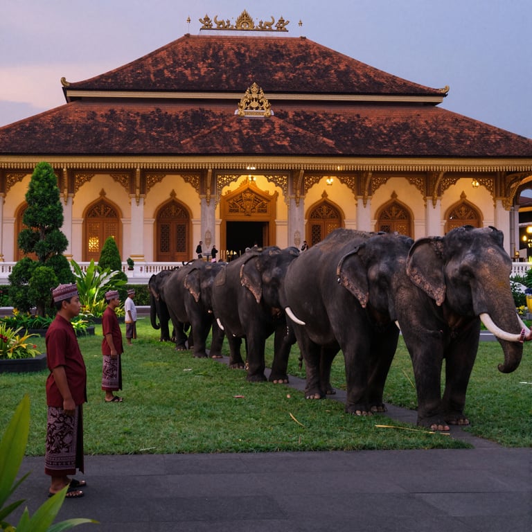 Palazzo di Yogyakarta ferma elefanti nella tradizione di Grebeg Syawal per tutela animali