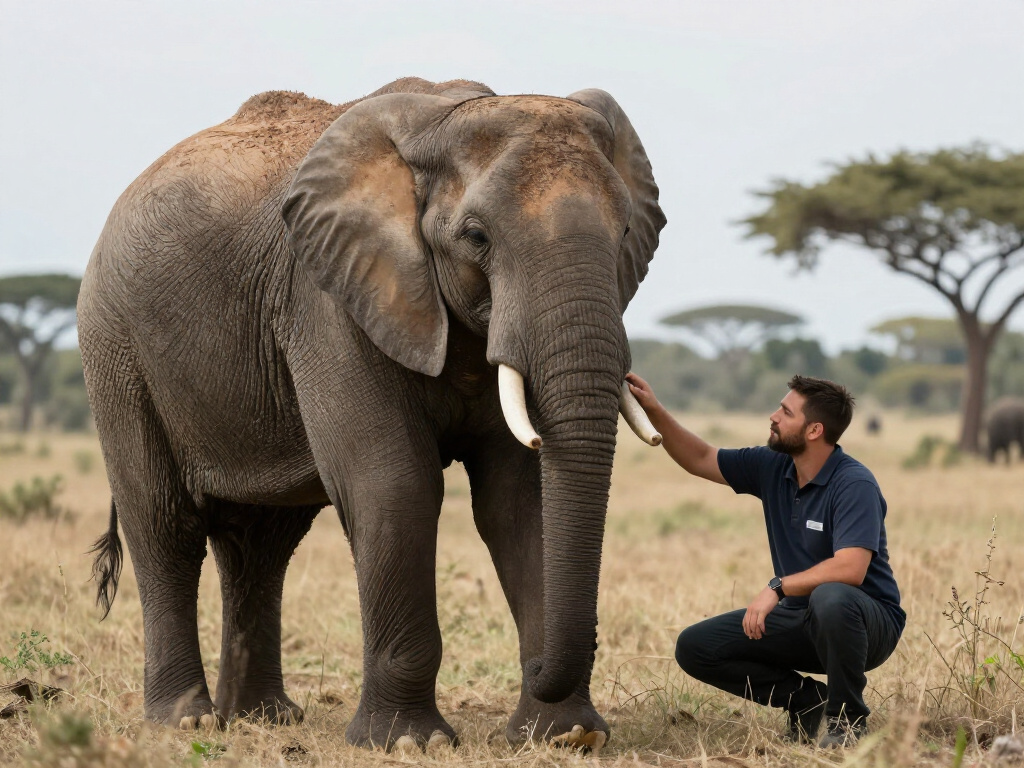 Ricercatori che studiano il comportamento degli elefanti in natura