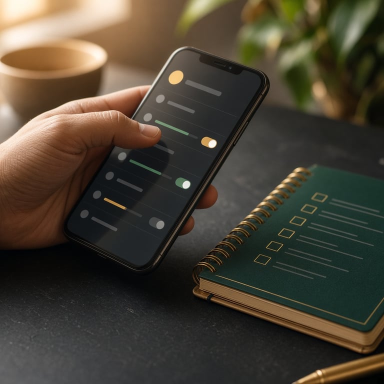 A journalist reviewing Australian gambling policy documents beside a smartphone showing a betting app
