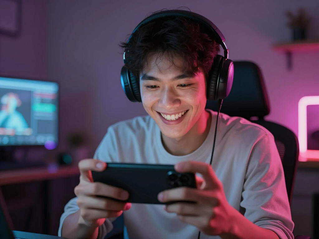 Gamer playing on a smartphone