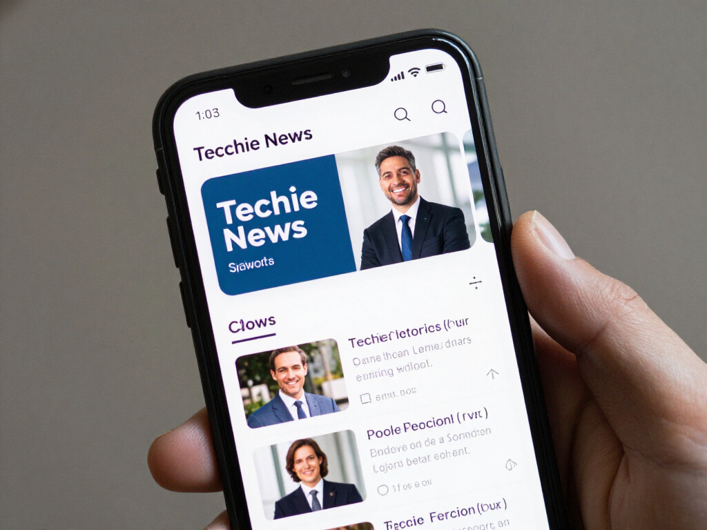 A smartphone displaying the Techie News app