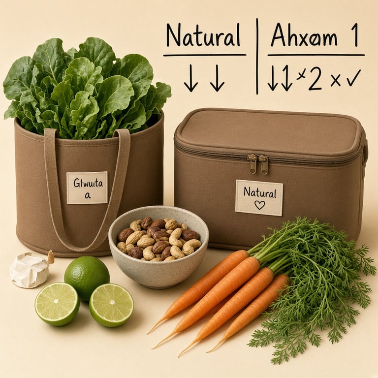 A home cook sorting fresh vegetables beside a simple meal plan and reusable storage containers
