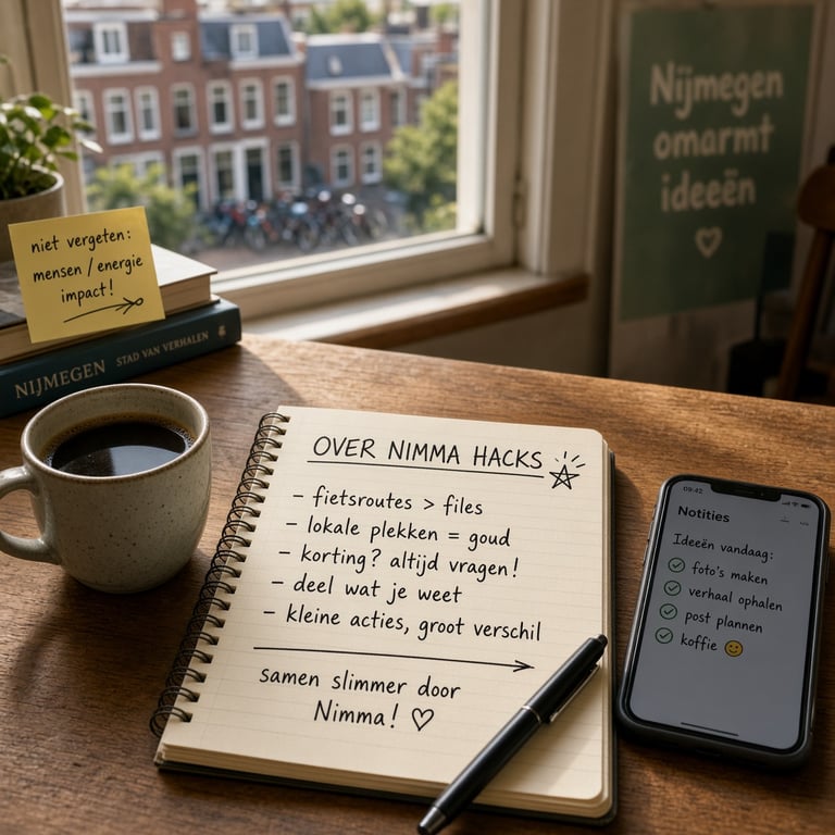 Een bureau met handgeschreven dagelijkse tips