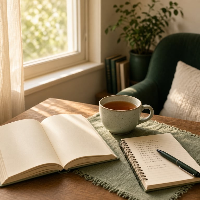 Een stapel boeken uit 2025 naast een warme leesstoel en een kop thee