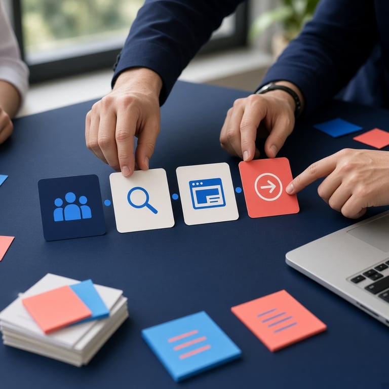 Marketingteam dat strategie, content en digitale kanalen samenbrengt rond een klantreis