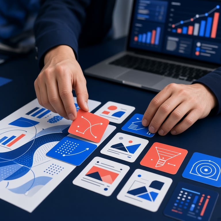 Een marketeer analyseert zoekopdrachten en campagnegegevens op een groot scherm