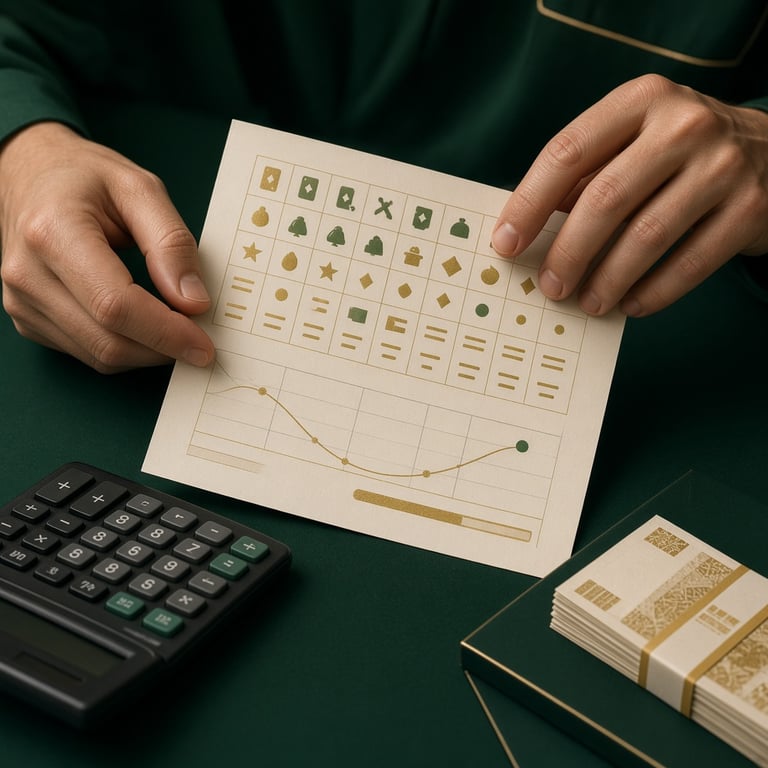 A player checking pokie game information and setting a budget before playing